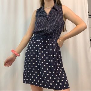 Polka Dot Navy Dress w/ pockets